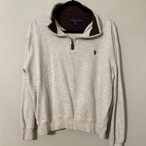 U.S. Polo Assn. Men's Cream and Brown Zip-Up Sweater